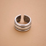 Silver Band Ring with Inner Floral Pattern