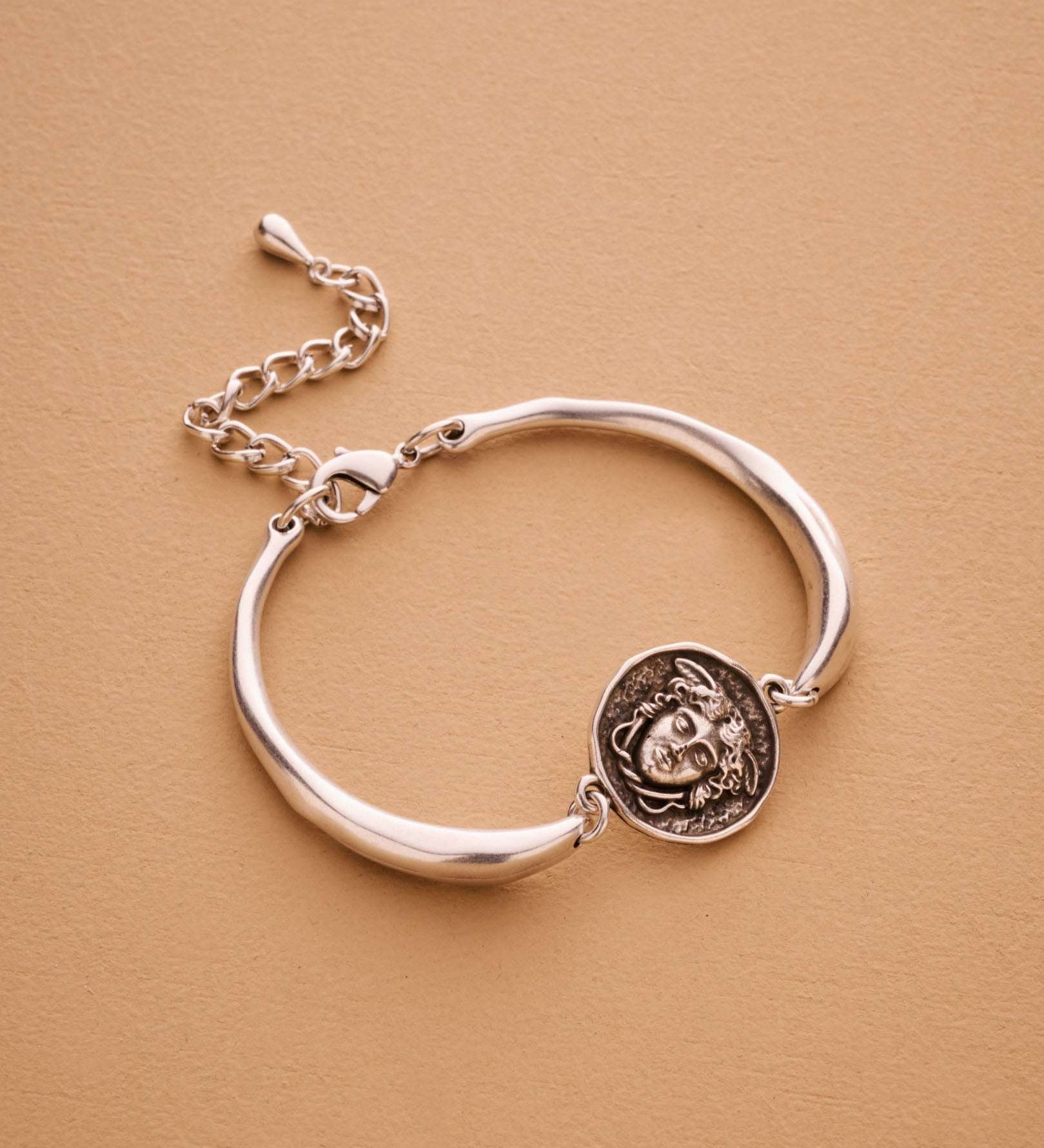 Silver Medusa Cuff Bracelet