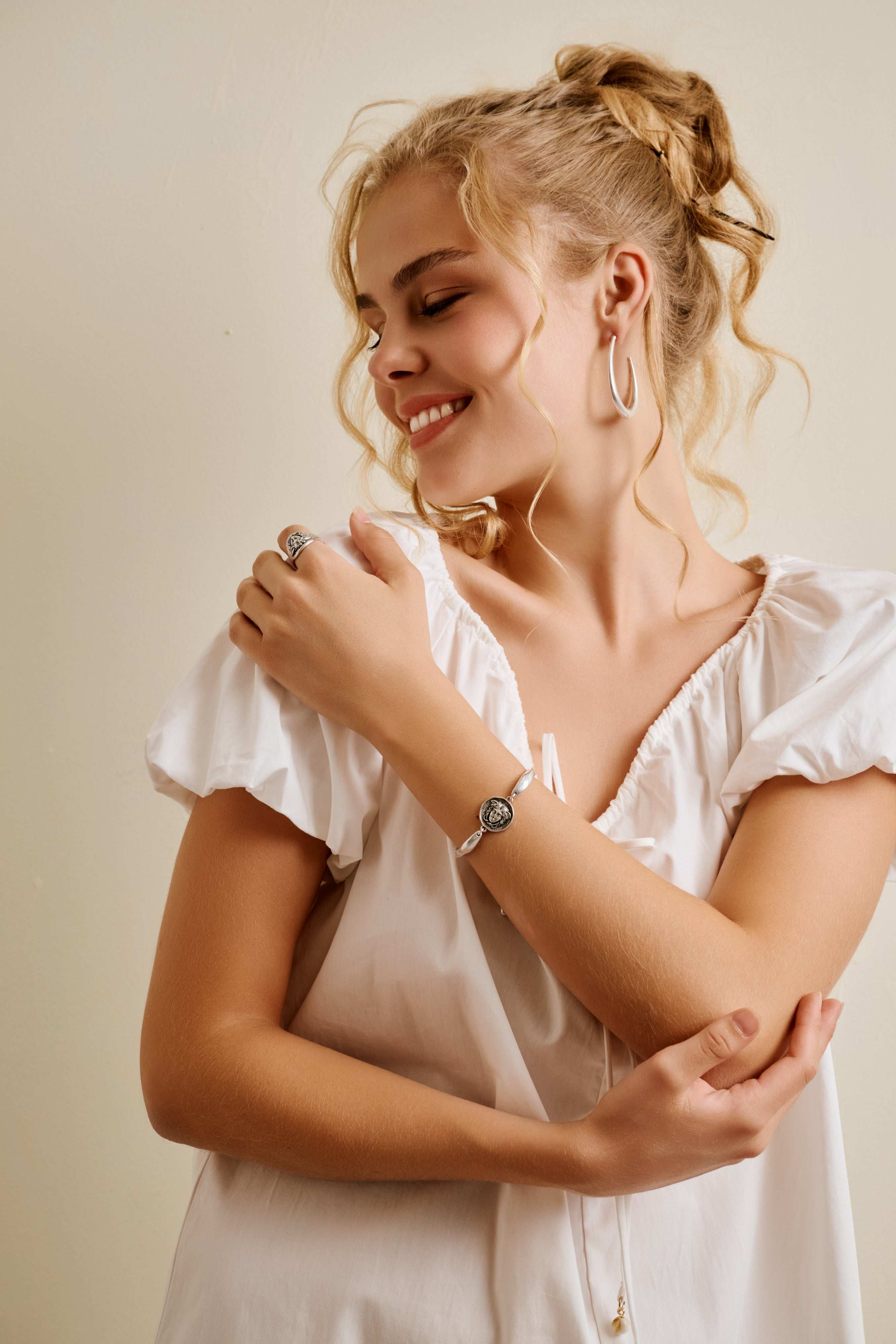 Silver Medusa Cuff Bracelet