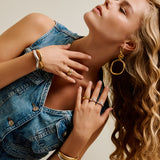 Large Gold Dangle Geometric Circle Earrings