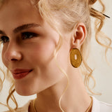 Gold Asymmetric Hammered Stud Earrings