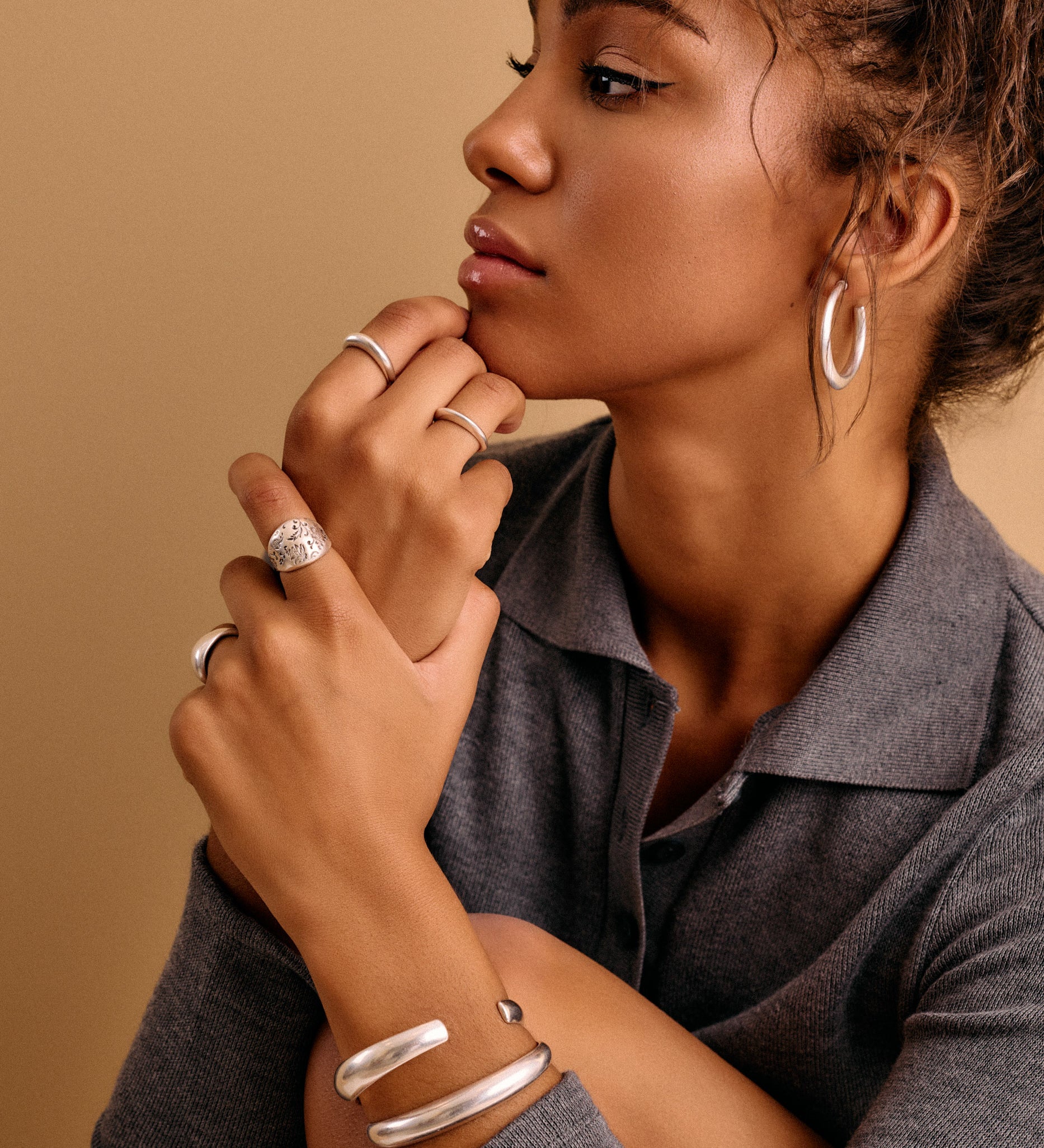 Silver Bold/Floral Dome Ring