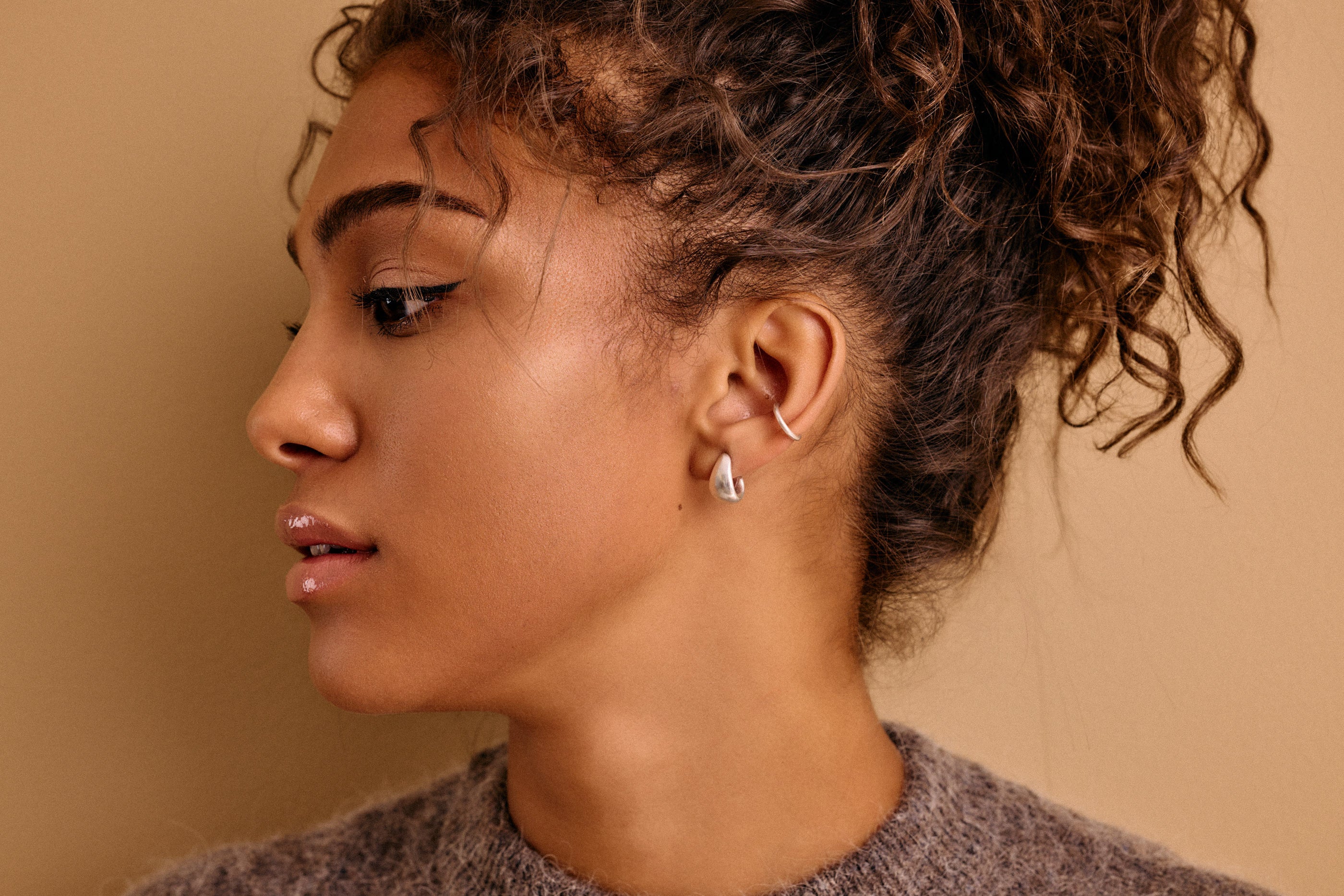 Modern Silver Open Hoop Earrings